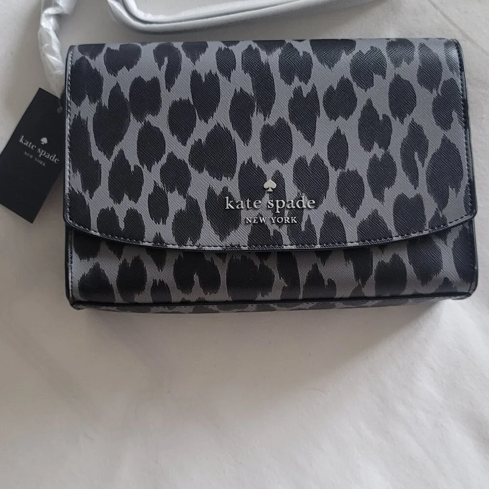 Kate Spade Carson Crossbody Bag NWT (Grey Black Leopard) - Picture 3 of 5